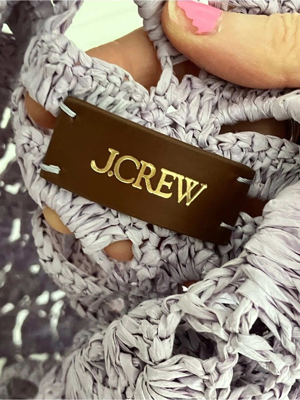NWT J Crew Handwoven Straw Tote Bag (Lavender)